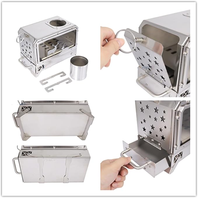 Portable Outdoor Camping Stove Stainless Steel Stove for Outdoor Cooking Heating & Fishing BBQ