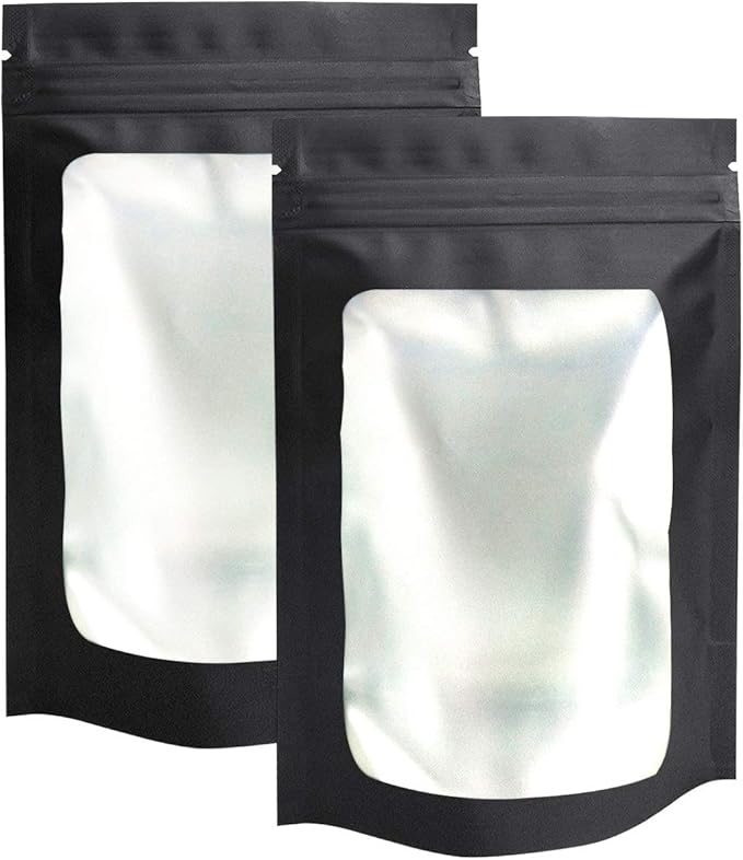 STUs 100 Pack Stand-Up Mylar Bags 3.1 x 5.1 Inch Resealable Smell Proof Bags with Clear Window Foil