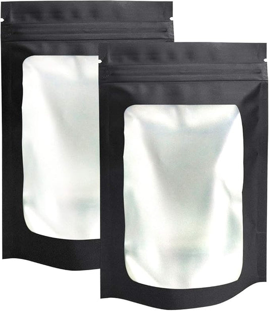 STUs 100 Pack Stand-Up Mylar Bags 3.1 x 5.1 Inch Resealable Smell Proof Bags with Clear Window Foil