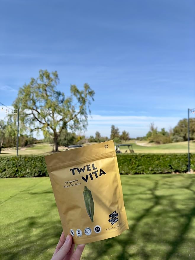 TwelVita Wholesome Baked Okra Crisps, Vegan Snacks, Clean Label, Non-GMO, Gluten-Free, 1.76 oz ea