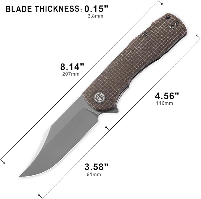 Petrified fish PFP03 Victor,3.58" K110 Stonewashed Blade,140g Micarta Handle Flipper Liner lock
