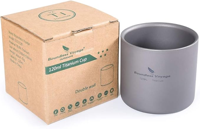 Boundless Voyage 3 in 1 Double Walled Titanium Cup Heat Resistant Mini Tea Drink Cup Outdoor