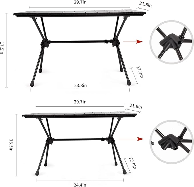 Naturehike FT11 Height Adjustable Camping Table, Ultralight Aluminum Roll Up Table with Carry Bag