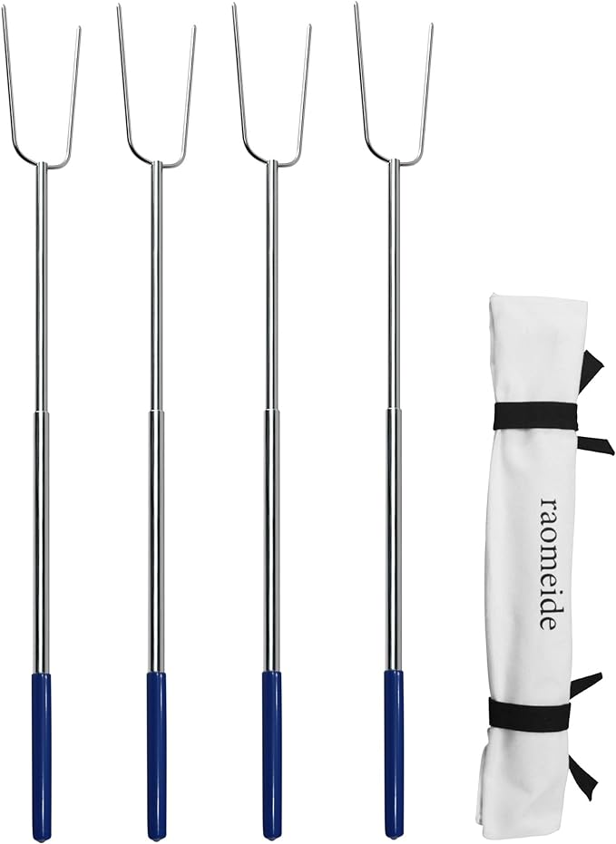 32" Heavy Duty Hot Dog Roasting Sticks for Campfire, Smores Sticks for Fire Pit Long, Marshmallows
