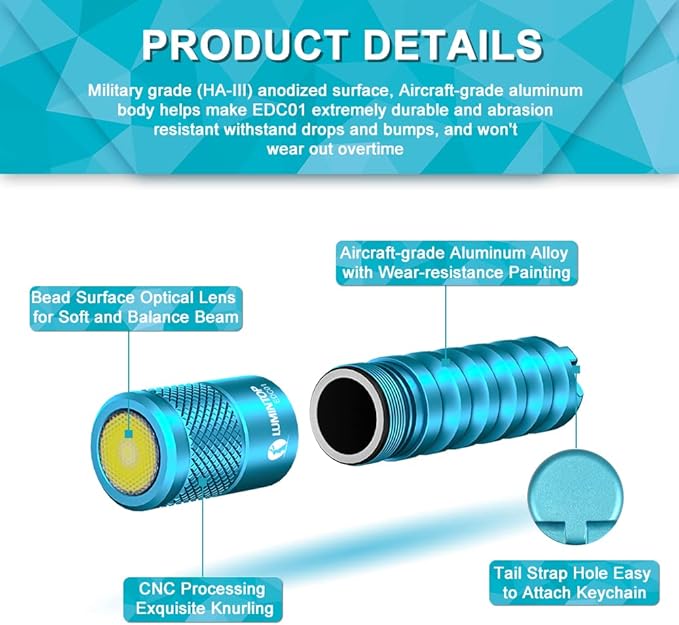 LUMINTOP EDC01 Keychain Flashlight 120 lumens Pocket EDC Flashlight 36 Hours Long Lasting IPX8