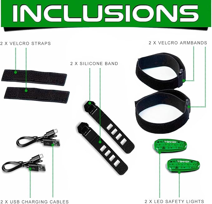 USB Rechargeable LED Safety Lights (2 Pack) - Clip on Strobe Running Lights for Runners
