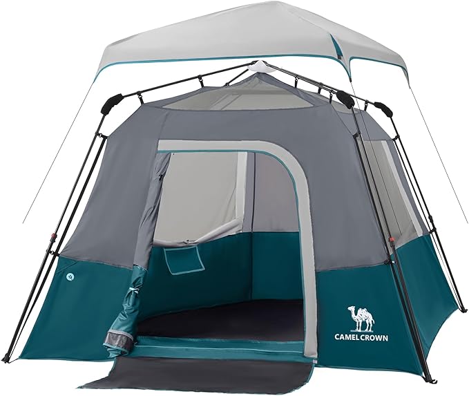 Camping Tents 4/6 Person Pop Up Instant Tent - Setup in 60s for Family Camping, Windproof Design