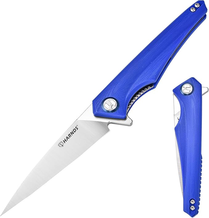 Qingluan Folding Knife with Pocket Clip, D2 Steel Blade 3.54'' and G10 Handle Outdoor Adventure