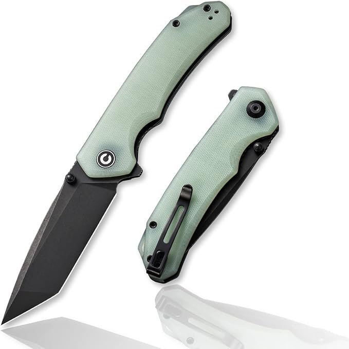 CIVIVI Brazen Folding Pocket Knife,3.5-Inch Tanto D2 Plain Blade,G-10 Outdoor Camping Hiking Knife