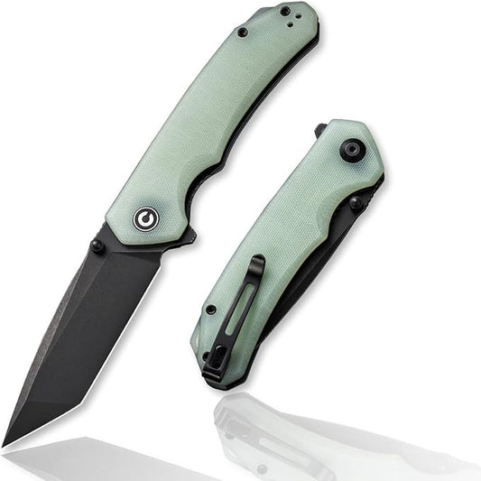 CIVIVI Brazen Folding Pocket Knife,3.5-Inch Tanto D2 Plain Blade,G-10 Outdoor Camping Hiking Knife