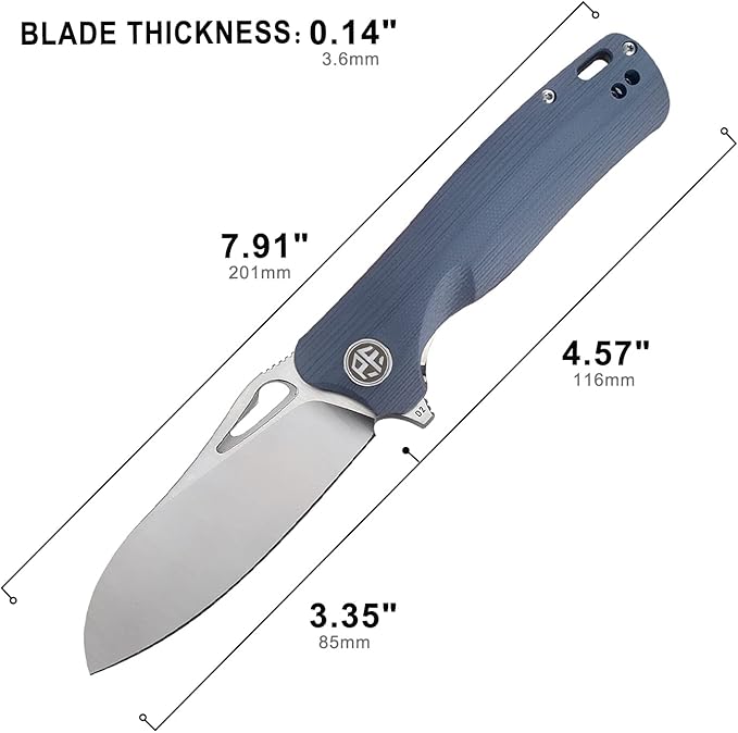 Petrified fish PF868 Bunta,3.35" D2 Satin Blade,146g G10 Handle Flipper Folding knife (Gray G10