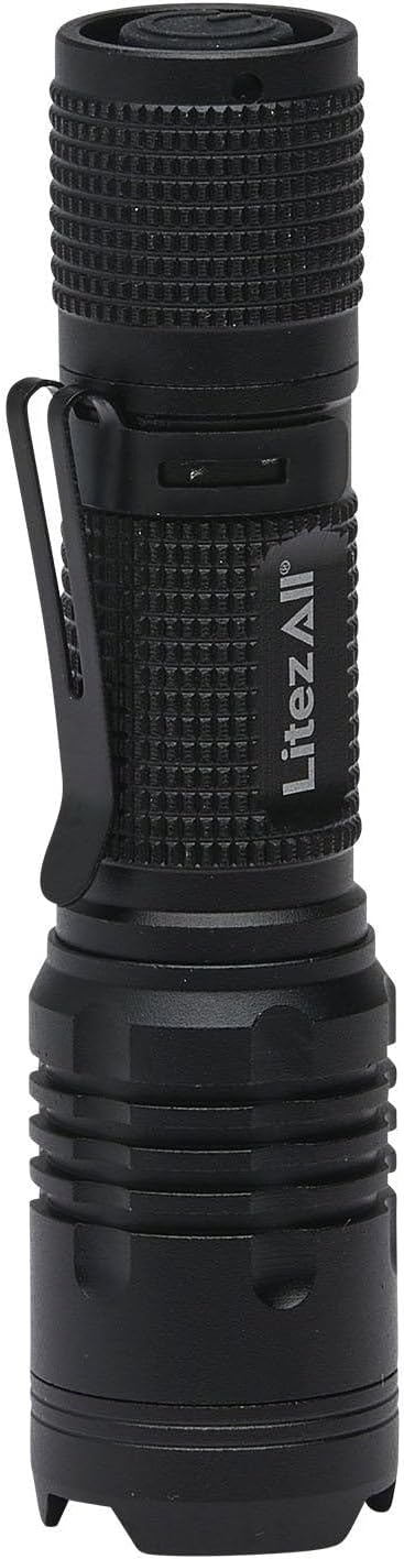 LitezAll 400 Lumen Tactical Flashlight, Compact LED Flashlight with Pocket Clip, Aerospace Aluminum