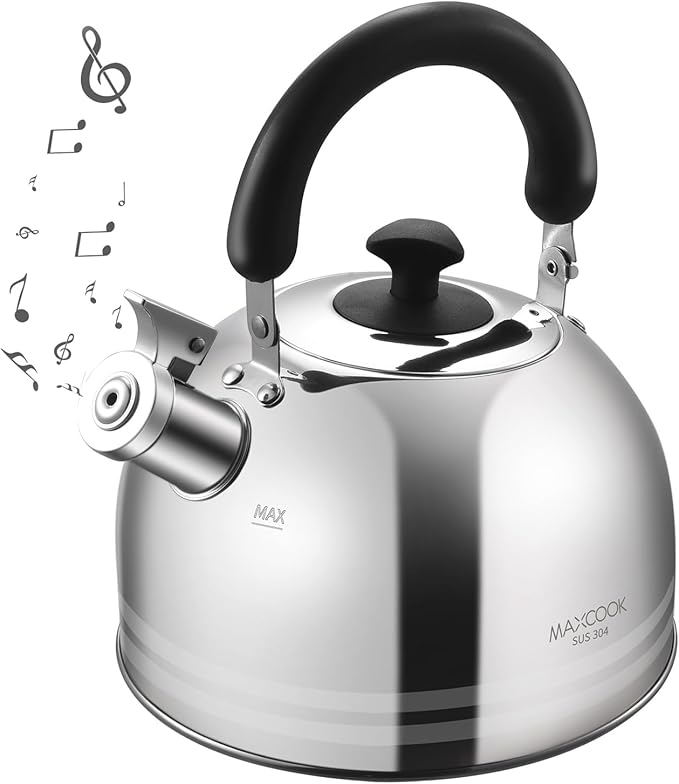 Whistling Tea Kettle for Stovetop, 5L Stainless Steel Tea pot Kettles,Striped frosted water pot
