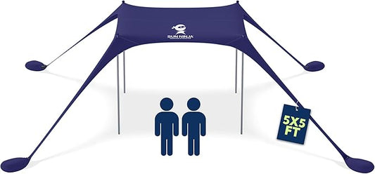 SUN NINJA Beach Tent Sun Shelter UPF50+ - Easy Pop Up Beach Canopy - Outdoor Shade for Camping