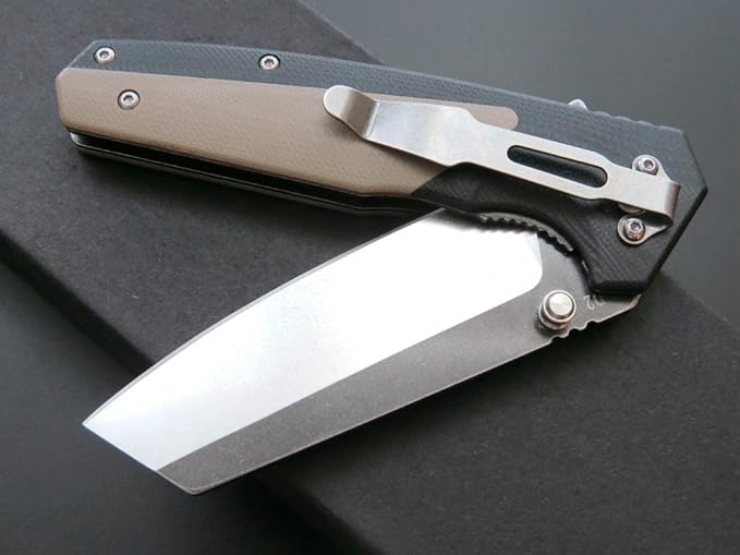 Eafengrow EF68 Folding Knife D2 Blade and G10 Handle with Clip Ball Bearing Pivot Pocket Knife