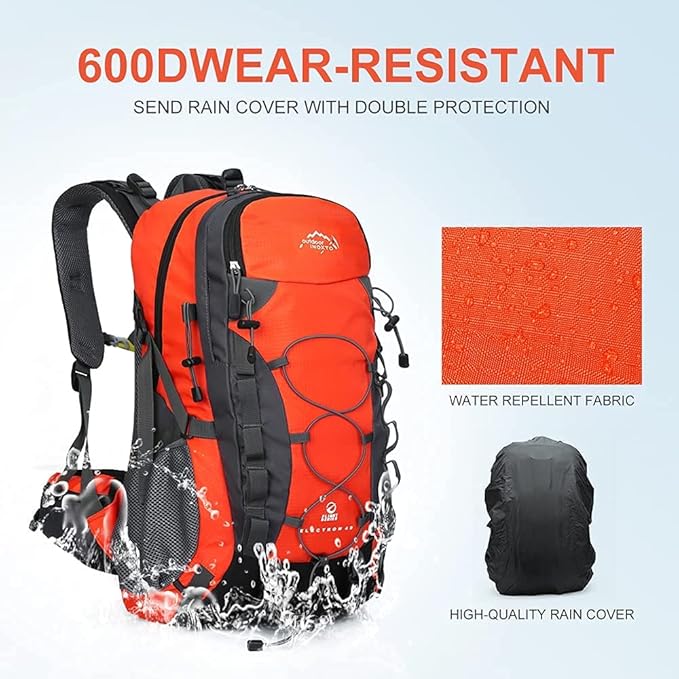 INOXTO lightweight Hiking Backpack 35L/40L Hiking Daypack with Waterproof Rain Cover for Travel