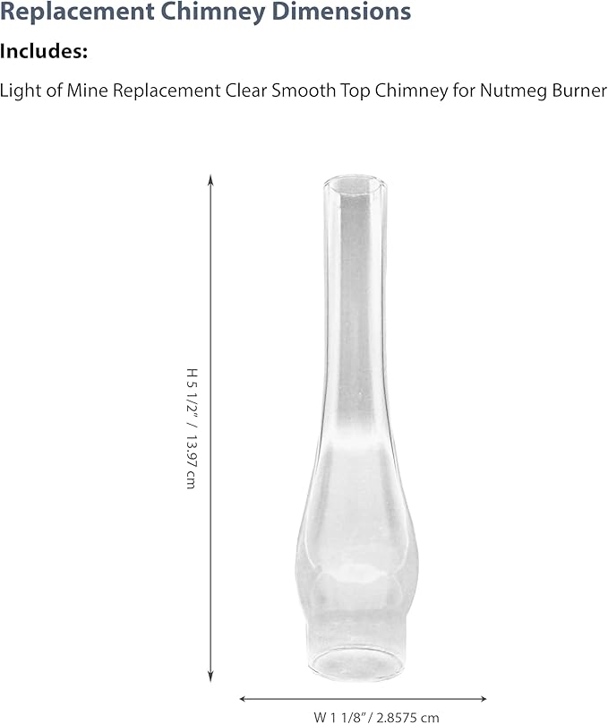 Light of Mine Oil Lamp Replacement Chimneys (1 1/8" x 5 1/2")