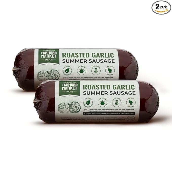Farmers Market, Gluten Free, Keto, Paleo, Low Sodium, Zero Sugar, Summer Sausage Gift Set, 2-Pack