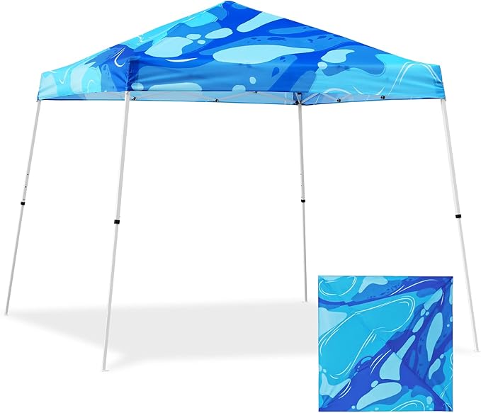 EAGLE PEAK 10x10 Slant Leg Pop-up Canopy Tent Easy One Person Setup Instant Outdoor Beach Canopy