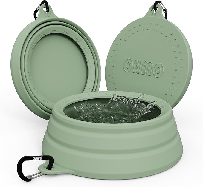 OHMO Spill Proof Collapsible Dog Water Bowl Large 34oz for Cars, No Splash Portable Bowls for Dog