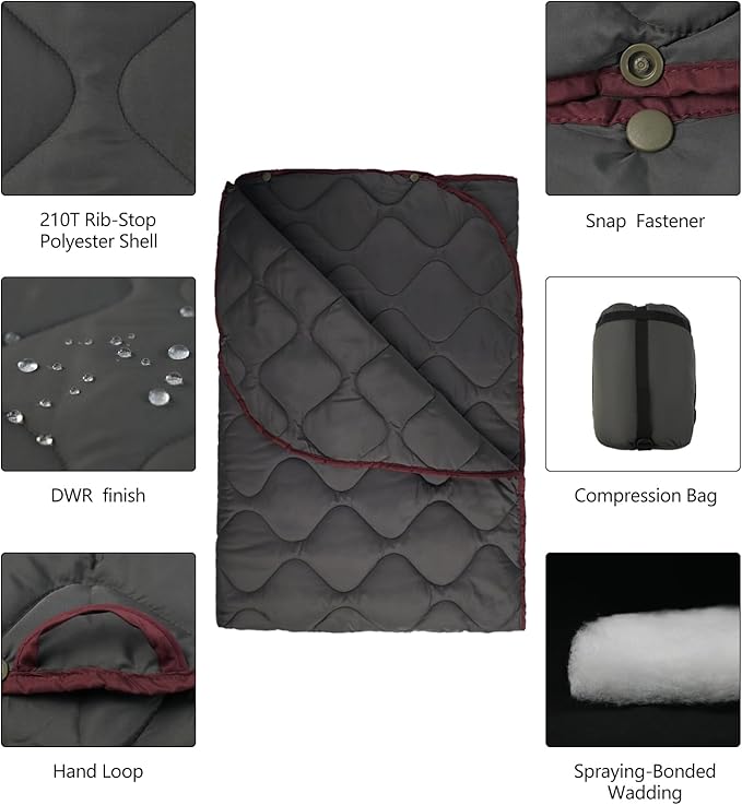 Poncho Liner Military Blanket Camo with Compression Carry Bag for Outdoors Hiking Jungle Hunting