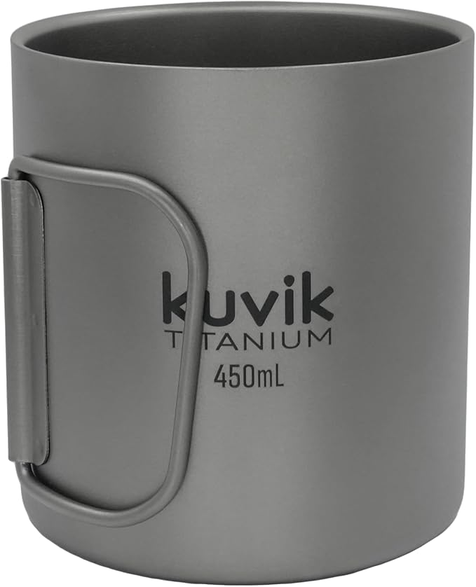 Kuvik Double-Walled Titanium Mug 450ml (15.2 oz) - Ultralight and Compact Mug for Backpacking