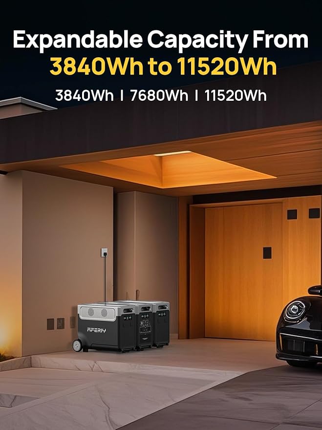 AFERIY 3840Wh Portable Power Station,120V AC Outlets x 5,2.5H Fast Charge,3600W LiFePO4 Battery