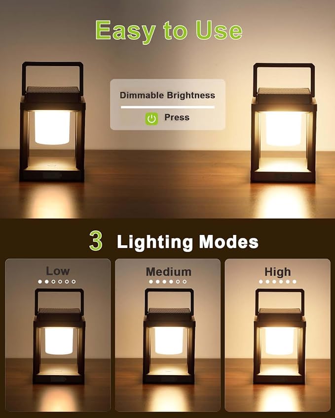 Solar Lanterns Outdoor Table Lamp, Led Lamps for Nightstand, Outdoor Table Lamp for Patio