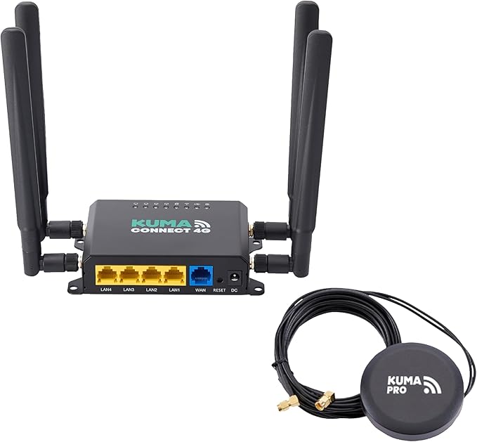 KUMA Connect PRO 4G LTE - RV WiFi Kit for Stable RV Internet - Sim Card Modem & WiFi Router for 32