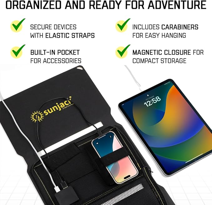 SunJack ??25 Watt Foldable Solar Panel, ETFE Monocrystalline Portable Solar Panel with USB-C and