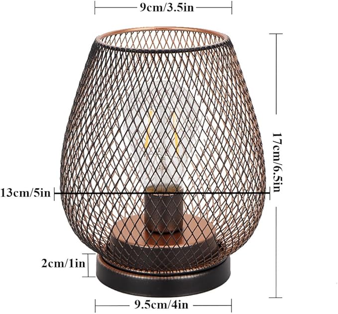 TRIROCKS Set of 4 Battery Operated Lamp LED Table Lantern, Metal Cage Cordless Lamps with LED