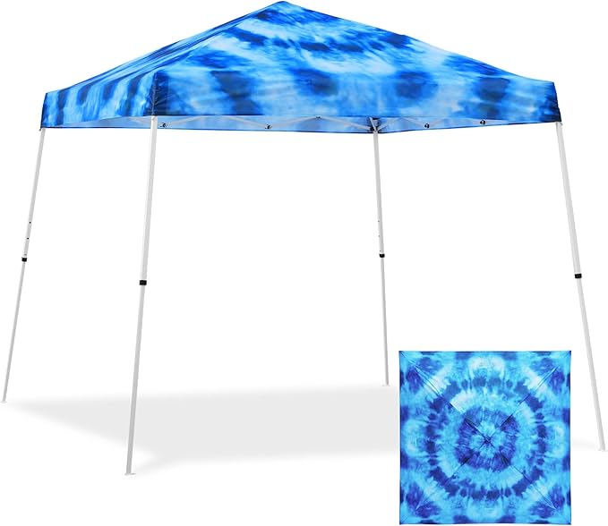 EAGLE PEAK 10x10 Slant Leg Pop-up Canopy Tent Easy One Person Setup Instant Outdoor Beach Canopy
