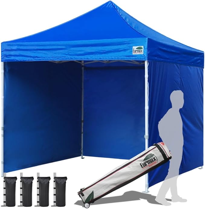 Eurmax USA 10'x10' Pop-up Canopy Tent Commercial Instant Canopies with 4 Removable Zipper End Side