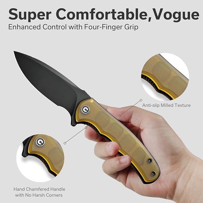 CIVIVI Mini Praxis Pocket Knife for EDC, Folding Pocket Knife with 2.98" D2 Blade Ultem Handle with