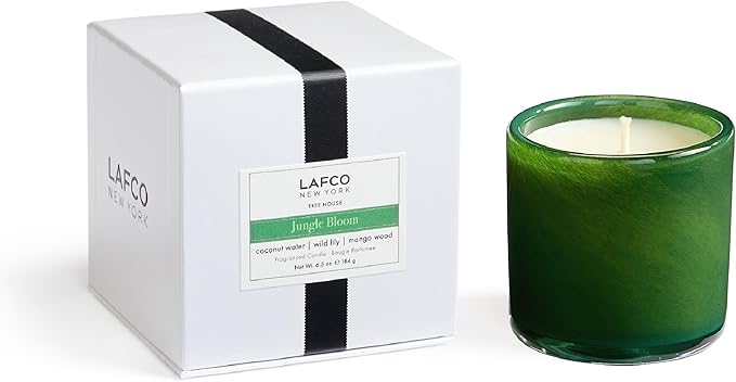 LAFCO New York Classic Candle, Jungle Bloom - 6.5 oz - 50-Hour Burn Time - Reusable, Hand Blown