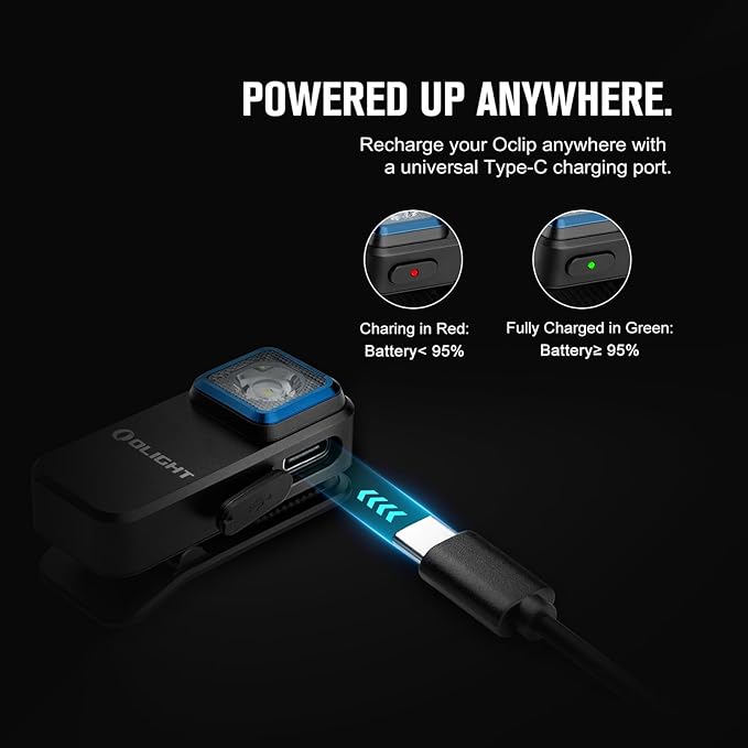 OLIGHT Oclip Rechargeable EDC Flashlight 300 Lumens Dual Sources Compact Pocket Clip Light