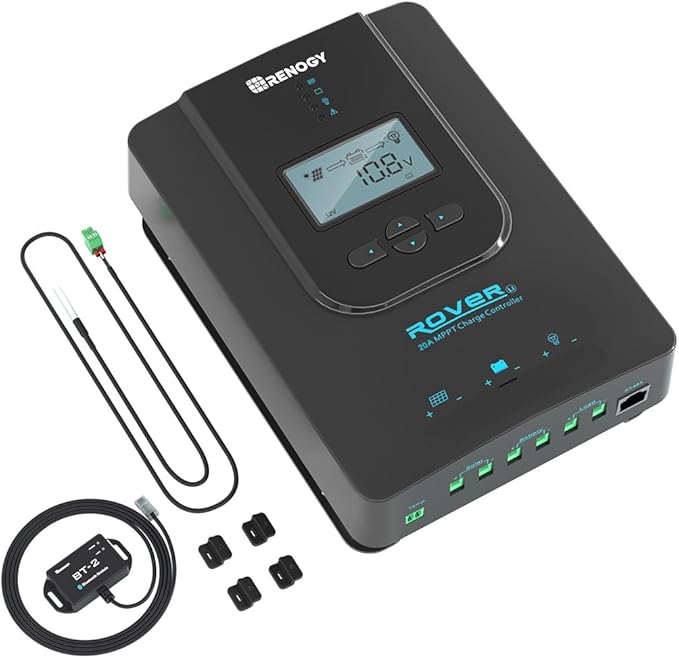 Renogy Solar Charge Controller (Bluetooth)- Rover 20A 12V24V Auto DC Input MPPT Charge Controllers