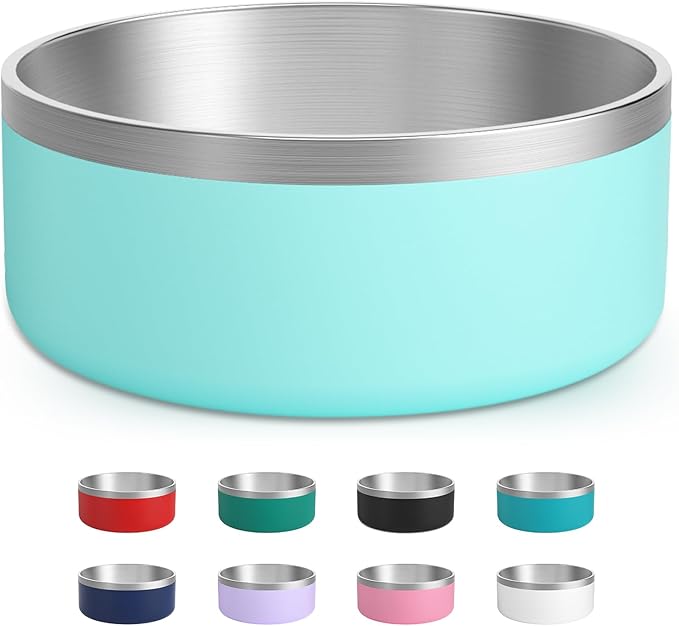 Stainless Steel Dog Bowl - Metal Water and Food Dish for Large Dogs, Insulated, Non-Slip, Easy