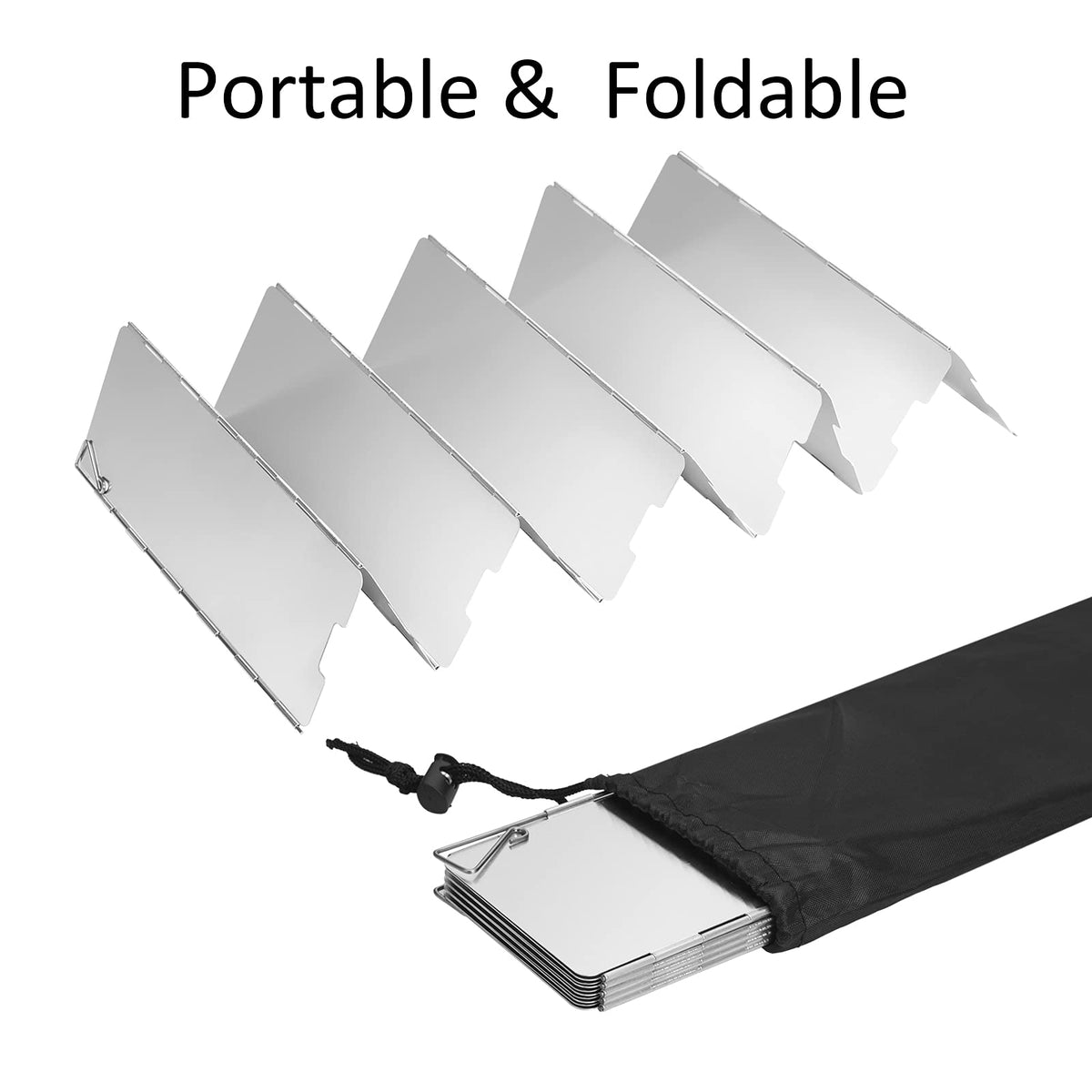 Folding Camping Stove Windscreen 12 Plates Aluminum Camping Stove Windshield with Carrying Bag