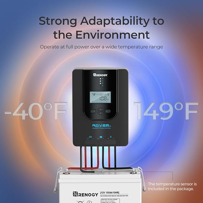 Renogy Solar Charge Controller (Bluetooth) - Rover 40A 12V24V Auto Parameter DC Input MPPT Charge