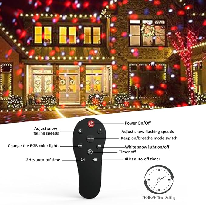 Christmas Snowfall Projector Lights,FLEVO LED Light Projector,Outdoor Holiday Lights with Clear