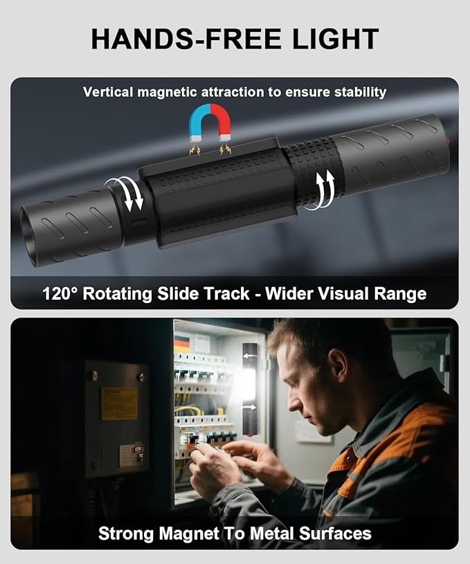 USB C Rechargeable Flashlight High Lumens-Super Bright Magnetic LED Flashlights with Screwdriver