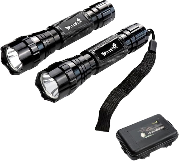 WINDFIRE 2 Pack LED Flashlight Single Mode, Super Bright Tactical Flashlights, Small Portable Water