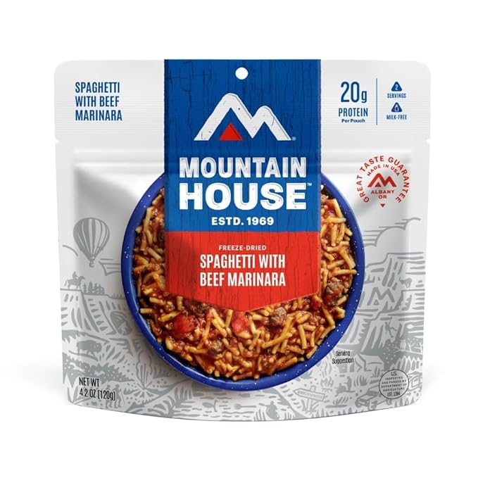 Mountain House Spaghetti with Beef Marinara Freeze Dried Backpacking & Camping Food |6-Pack
