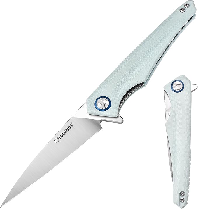 Qingluan Folding Knife with Pocket Clip, D2 Steel Blade 3.54'' and G10 Handle Outdoor Adventure