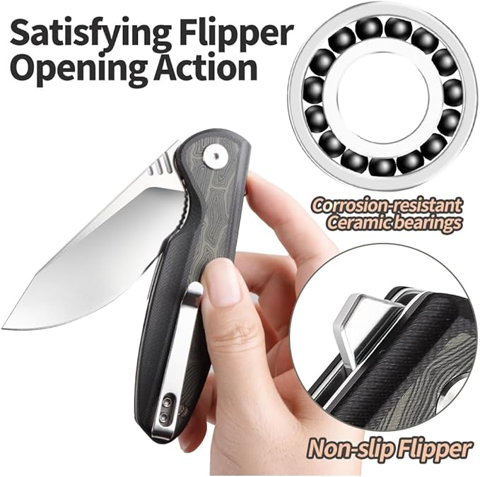 ioko Folding knife D2 blade material, G10 two-color handle, suitable for men and women outdoor