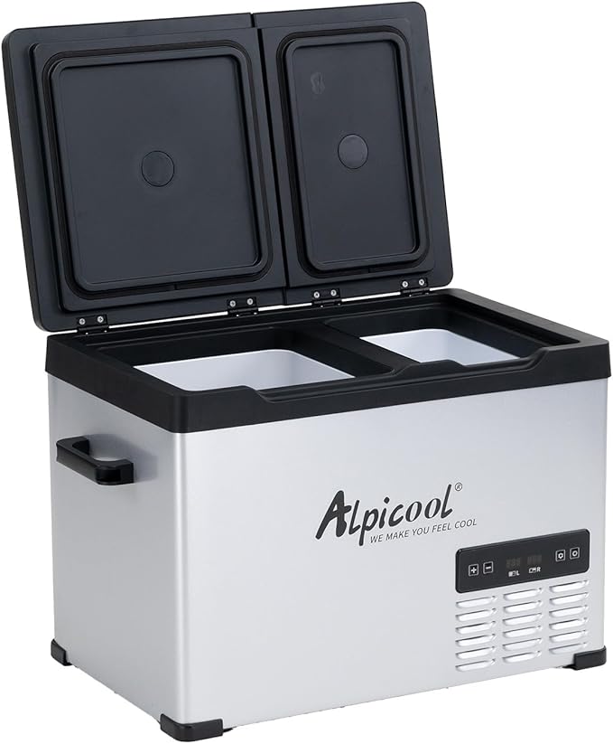 Alpicool CHS45 Dual Temperature Control 12 Volt Refrigerator 33 Quart Portable Car Fridge Freezer