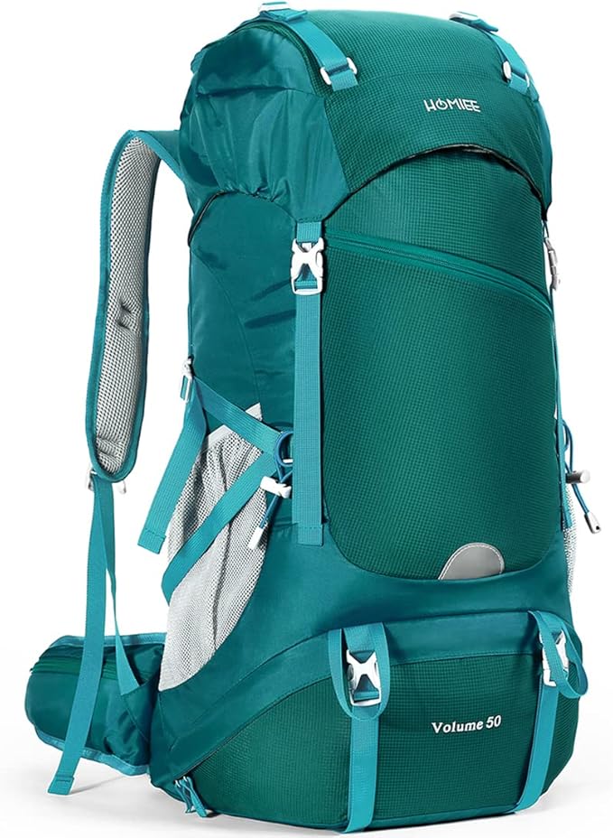 HOMIEE 50L Hiking Backpack Travel Bag Waterproof Camping Rucksack with Rain Cover Lightweight