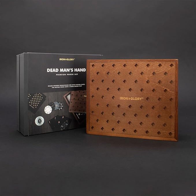 Iron & Glory Poker Set - Luxury Poker Set in Premium Wooden Box - Includes Playing Cards & 100