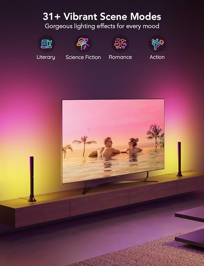 Govee RGBIC Light Bars, 15 Inches WiFi TV Backlight Suitable for 45-70 inch TVs, Smart Light Bars